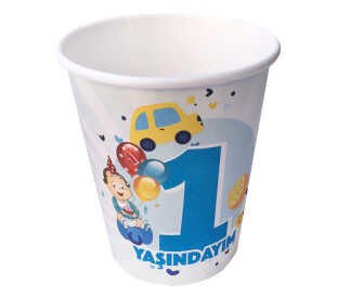 8 Lİ 1 YAŞINDAYIM KARTON BARDAK MAVİ