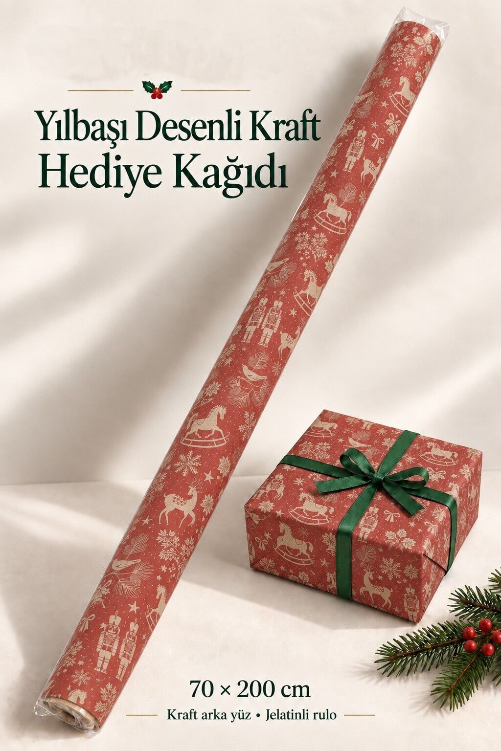 Yeniyıl Kırmızı zemin Atlı Ambalaj 349H Kırmızı