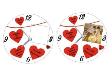 Kırmızı Kalpli Duvar Saati RESIMLI
