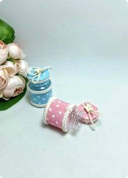 12 li Süslü Puantiyeli PVC Şişe