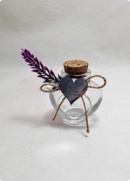 50 li Süslü Mantar Tıpalı 50 cc Cam Kalp Şişe 100 Adet / Paket