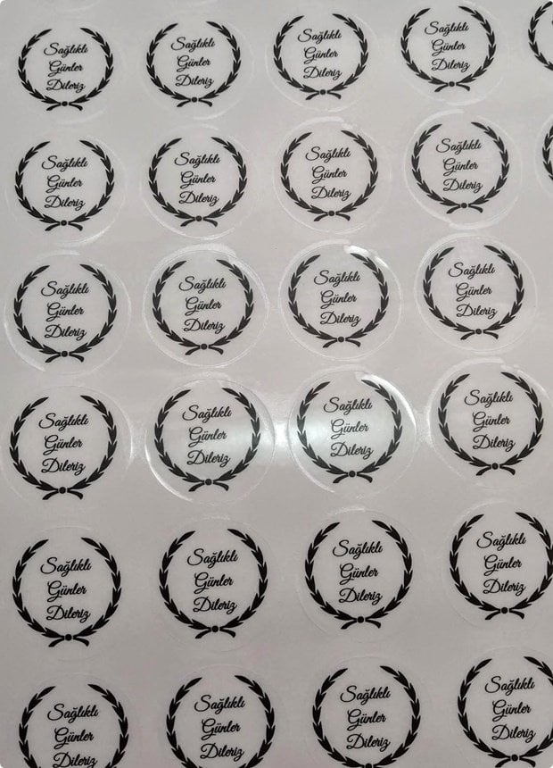 3 Cm Yuvarlak Şeffaf Sticker / Etiket 1 Sayfa (100 Adet)
