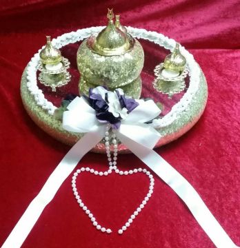 Özel Payetli kına tepsisi / kına sepeti KIRMZSEPET