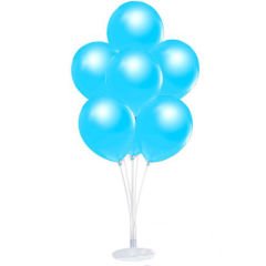Balon Standı ve 10 Adet Sedefli Metalik Açık Mavi Balon Seti