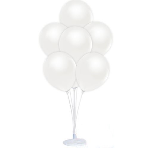 Balon Standı ve 10 Adet Sedefli Metalik Beyaz Balon Seti