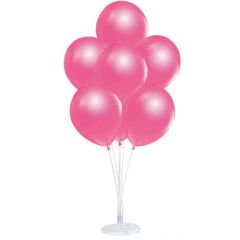 Balon Standı ve 10 Adet Sedefli Metalik Fuşya Balon Seti