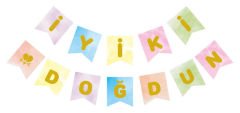 FLAMA İYİKİ DOĞDUN MAKARON RENGARENK ALTIN PK:1