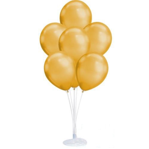 Balon Standı ve 10 Adet Sedefli Metalik Gold Balon Seti