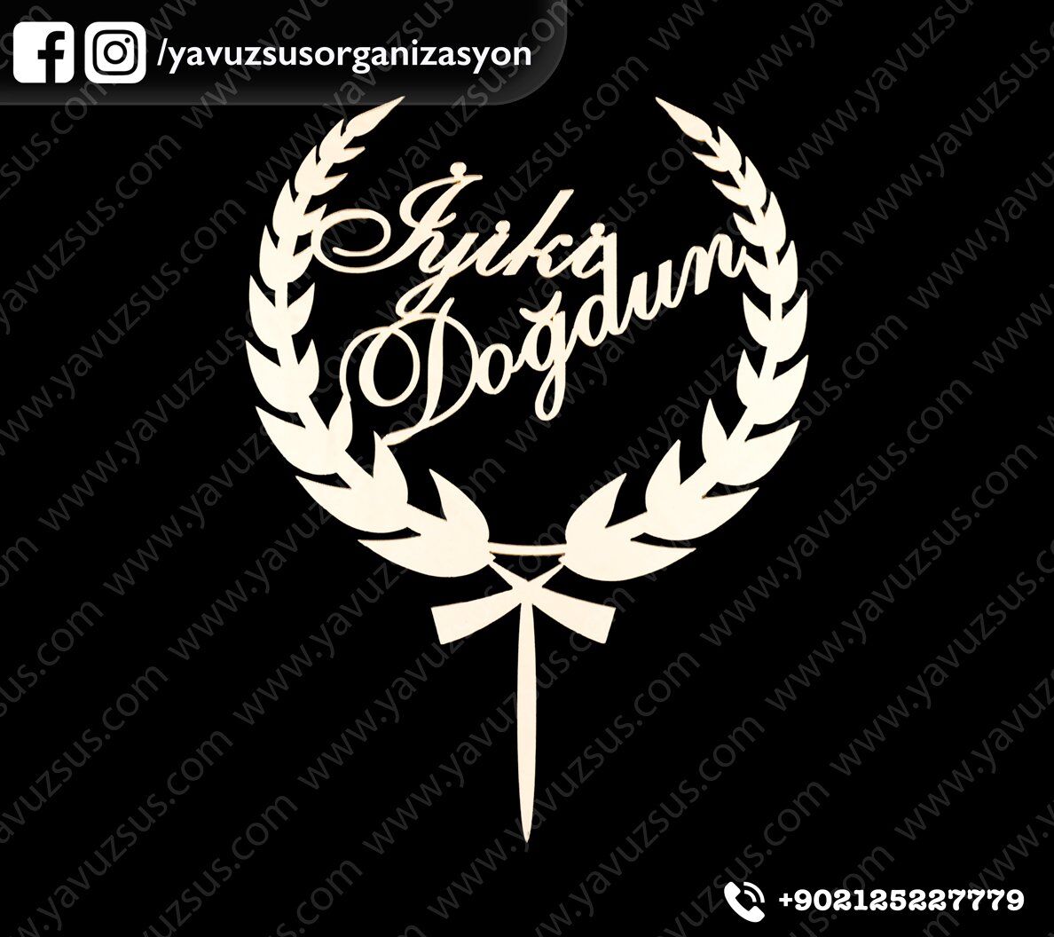 Zeytin dalı iyiki doğdun Çubuklu Pleksi (17x23) ALTIN