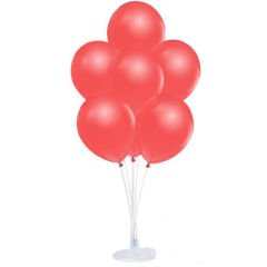 Balon Standı ve 10 Adet Sedefli Metalik Kırmızı Balon Seti