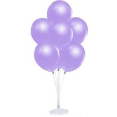 Balon Standı ve 10 Adet Sedefli Metalik Lila Balon Seti
