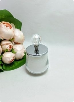 24 Lü Ton Ton Cam Şekerlik Mumluk Bardak (Metalize Kaplama Pvc Kristal Tepelikli İçi Mumlu )
