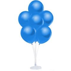 Balon Standı ve 10 Adet Sedefli Metalik Mavi Balon Seti