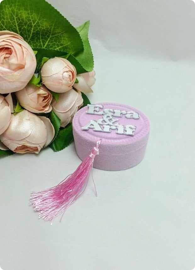Gelin Damat İsim Yazılı Pleksi Ayna Nişan, Nikah Şekeri Etiket