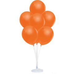 Balon Standı ve 10 Adet Sedefli Metalik Turuncu Balon Seti