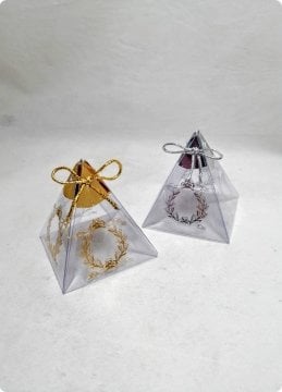 25 Li Baskılı Pramid Asetat Şeffaf Kutu