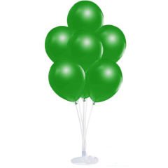 Balon Standı ve 10 Adet Sedefli Metalik Yeşil Balon Seti