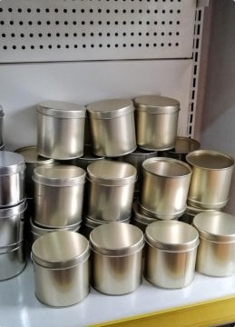 12 Li 8x6,5 Cm Gold Büyük Teneke Mum Kutusu