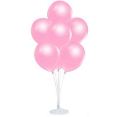 Balon Standı ve 10 Adet Sedefli Metalik Pembe Balon Seti