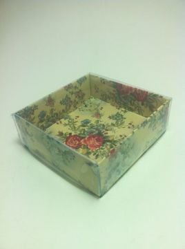 8x8x3 desenli şeffaf kapaklı asetat kutu