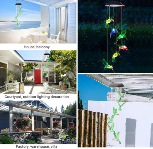 Solar Led Işıklı Kuşlu Bahçe Dekoru 6 Ledli,Renkli Işık