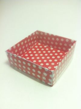 8x8x3 cm Altı Komple Karton Asetat Kapaklı  Kutu Siyah,Puantiyeli 20 li