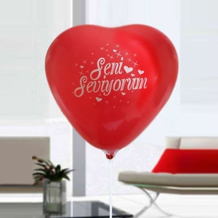 100 lü Seni Seviyorum Baskılı Kalp Balon