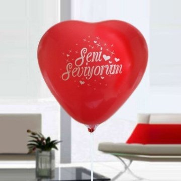 100 lü Seni Seviyorum Baskılı Kalp Balon