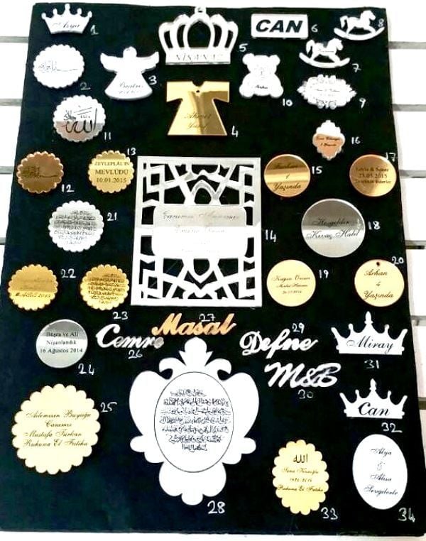Pleksi Ayna Lazer Kesim Akrilik Süsleme objeleri (Bebek şekeri isim etiketi-Nikah şekeri etiketi - Pleksi Ayna isim etiketi) 17. No : 3-3.5 cm İsim Yazılı Nikah Şekeri etiketi 50 Adet