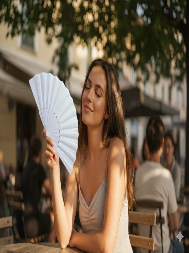 12'li BEYAZ Plastik Düz Kumaş Yelpaze