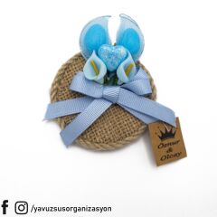 Raketli Yuvarlak Mıknaıslı Çuval Süs (7,5cm) MAVI