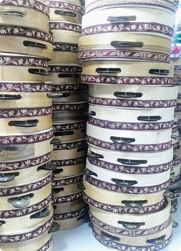 Ahşap Kenarları Desenli Tef / Def