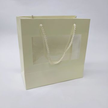 10 Lu (20x20 Cm) Pencereli Körüklü, İpli, Karton Çanta, Poşet