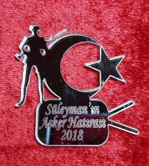 Ayyıldızlı asker pleksi ayna (5*5 cm ) ALTIN