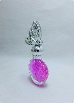 12 Li 3 boyutlu Pvc Kelebek Tepelikli İstridye Cam Kolonya Şişesi