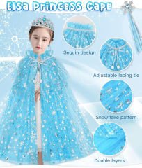 Frozen Elsa Pelerin Taç Asa ve Eldiven Seti 80 cm