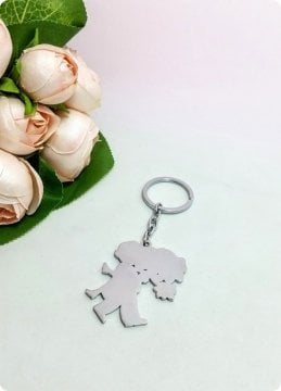 20 li Gelin Kucakta Nikah Şekeri Anahtarlık (Parlak Metal)