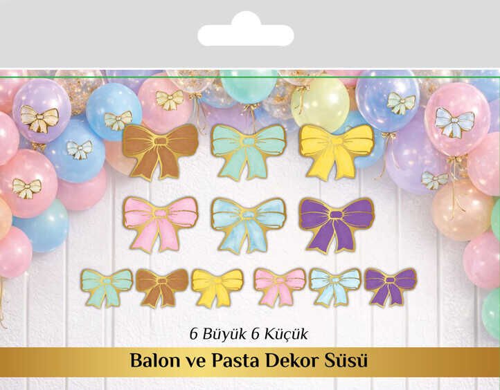 FİYONK DEKORATİF SÜS VARAKLI PEMBE SET:12 ADET