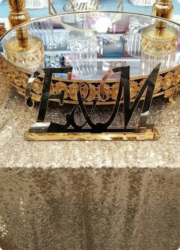Masa Üstü Pleksi Ayna Harf İsimlik (Söz,Nişan,Nikah Masası)