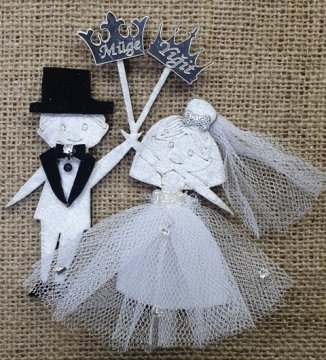 Kadife kaplı küçük mıknatıslı gelin damat(13*11)