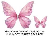 DEKORATİF SÜS İKİ BOY KELEBEK SET:25 ADET