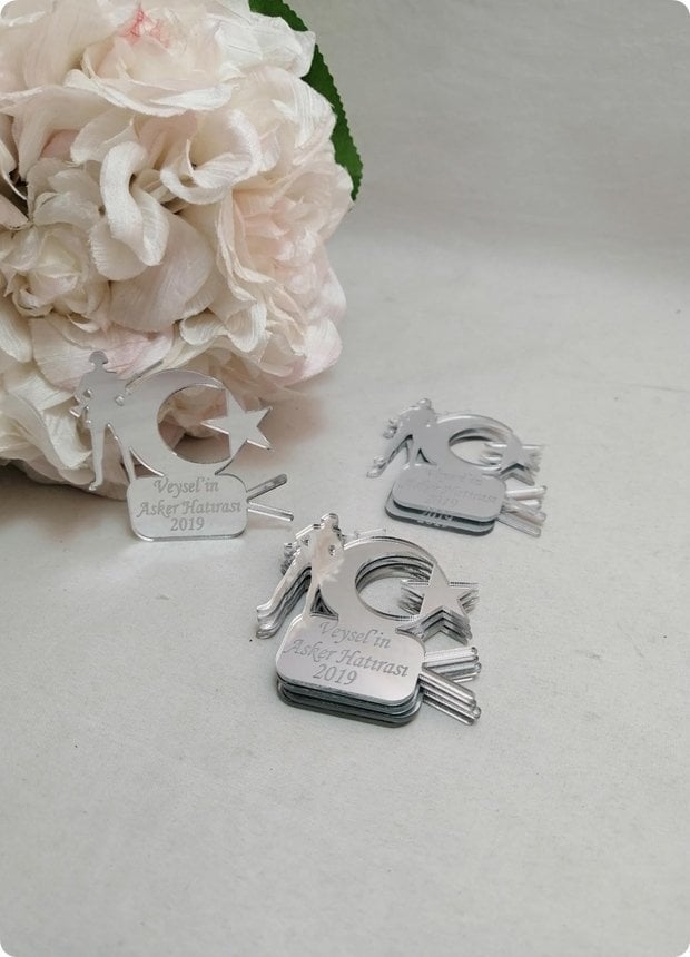 Ayyıldızlı asker pleksi ayna (5*5 cm )