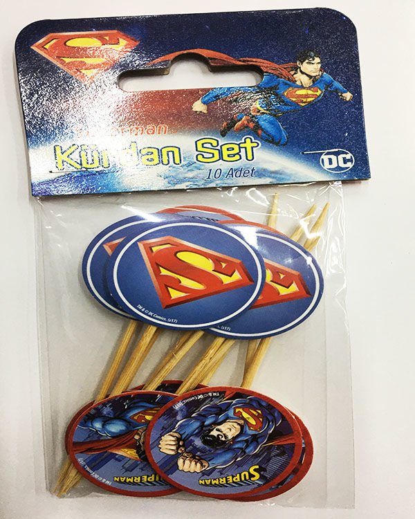 Süperman Temalı Parti Kürdan Seti 10 Adet