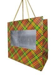 10 Lu (20x20 Cm) Pencereli Körüklü, İpli, Karton Çanta, Poşet