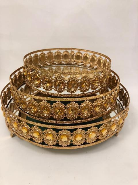 Taşlı İçten aynalı 25 cm tepsi