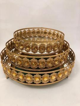 Taşlı İçten aynalı 25 cm tepsi