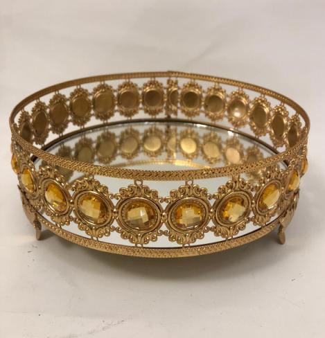 Taşlı İçten aynalı 20 cm sunum tepsi