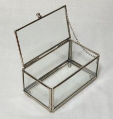 15*10*7cm Metal Kenarlı Kapaklı Küçük dikdörtgen kutu GUMUS