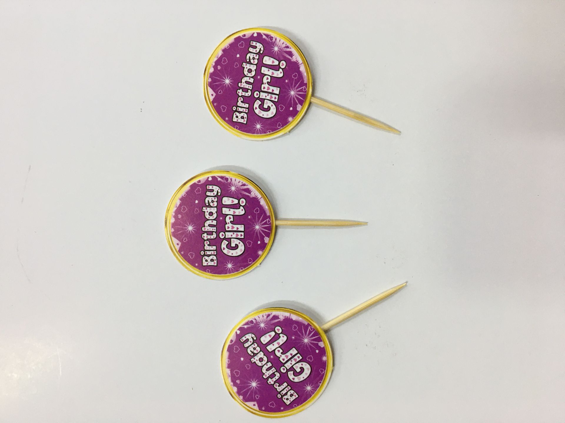 Pembe Renk Birthday Girl Parti Kürdan Süsü 20 Adet