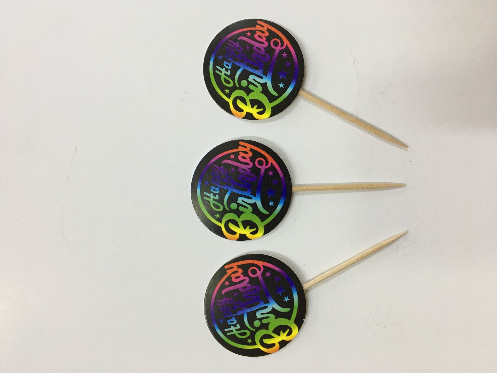 Gökkuşağı Renkli Happy Birthday Parti Kürdan Süsü 20 Adet